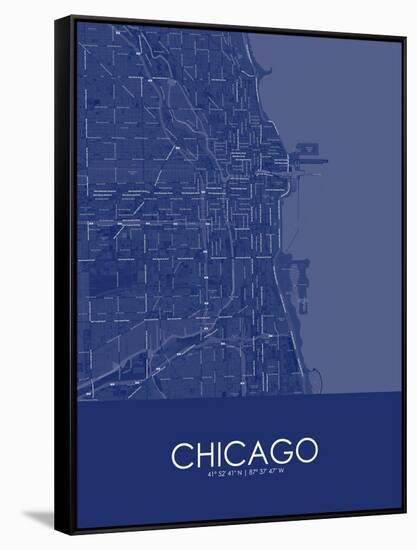 Chicago, United States of America Blue Map-null-Framed Stretched Canvas