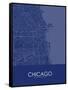 Chicago, United States of America Blue Map-null-Framed Stretched Canvas