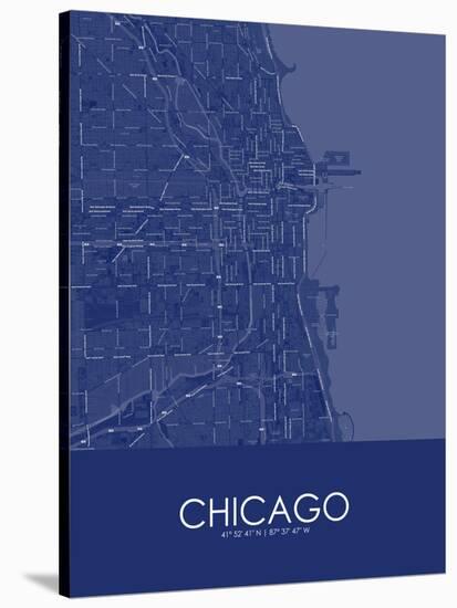Chicago, United States of America Blue Map-null-Stretched Canvas