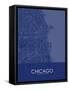 Chicago, United States of America Blue Map-null-Framed Stretched Canvas
