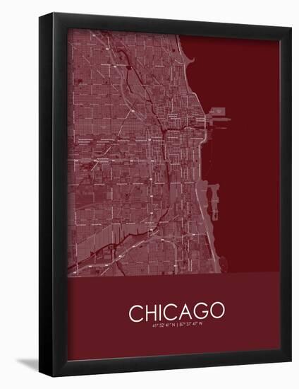 Chicago, United States of America Red Map-null-Framed Poster