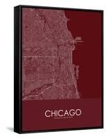 Chicago, United States of America Red Map-null-Framed Stretched Canvas