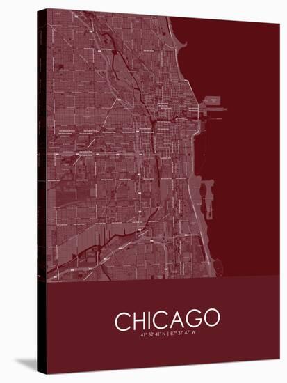 Chicago, United States of America Red Map-null-Stretched Canvas