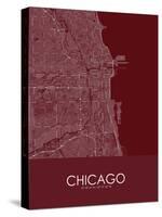 Chicago, United States of America Red Map-null-Stretched Canvas