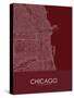 Chicago, United States of America Red Map-null-Stretched Canvas