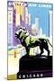 Chicago, USA - Bronze Lion Statues - Art Institute of Chicago - United Air Lines-Joseph Binder-Mounted Giclee Print