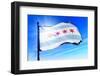 Chicago (Usa) Flag Waving on the Wind-Flogel-Framed Photographic Print