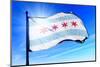 Chicago (Usa) Flag Waving on the Wind-Flogel-Mounted Photographic Print