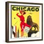 Chicago Vintage Travel Poster Square-null-Framed Art Print