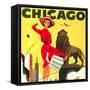 Chicago Vintage Travel Poster Square-null-Framed Stretched Canvas