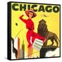 Chicago Vintage Travel Poster Square-null-Framed Stretched Canvas