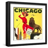 Chicago Vintage Travel Poster Square-null-Framed Art Print