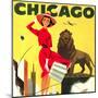 Chicago Vintage Travel Poster Square-null-Mounted Art Print