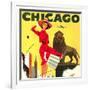 Chicago Vintage Travel Poster Square-null-Framed Art Print