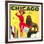 Chicago Vintage Travel Poster Square-null-Framed Art Print