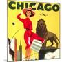 Chicago Vintage Travel Poster Square-null-Mounted Art Print