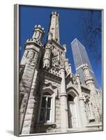 Chicago Water Tower in Foreground, Hancock Building in Background, Chicago, Illinois, USA-Robert Harding-Framed Photographic Print