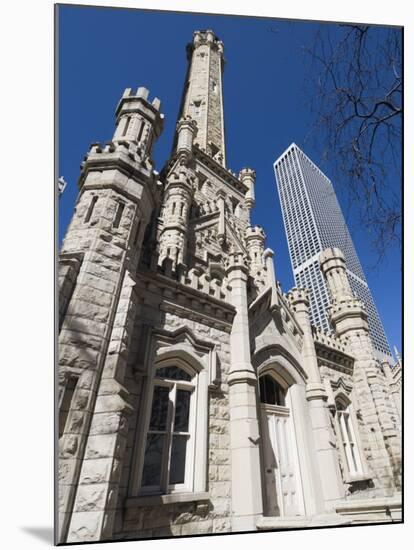 Chicago Water Tower in Foreground, Hancock Building in Background, Chicago, Illinois, USA-Robert Harding-Mounted Photographic Print