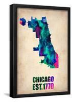 Chicago Watercolor Map-NaxArt-Framed Poster