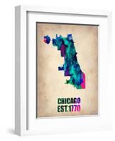 Chicago Watercolor Map-NaxArt-Framed Art Print