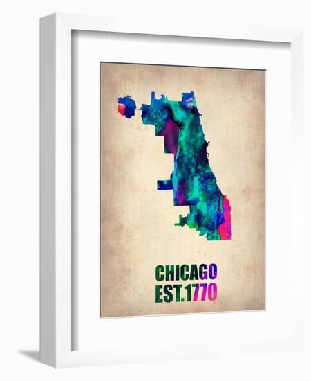 Chicago Watercolor Map-NaxArt-Framed Art Print