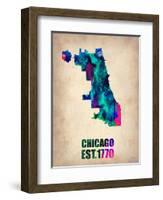 Chicago Watercolor Map-NaxArt-Framed Art Print