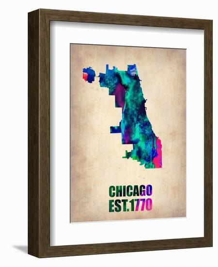 Chicago Watercolor Map-NaxArt-Framed Art Print