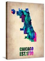 Chicago Watercolor Map-NaxArt-Stretched Canvas