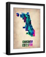 Chicago Watercolor Map-NaxArt-Framed Art Print