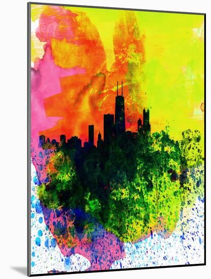 Chicago Watercolor Skyline-NaxArt-Mounted Art Print