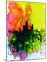 Chicago Watercolor Skyline-NaxArt-Mounted Art Print