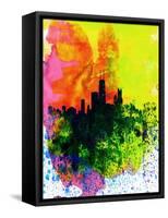 Chicago Watercolor Skyline-NaxArt-Framed Stretched Canvas