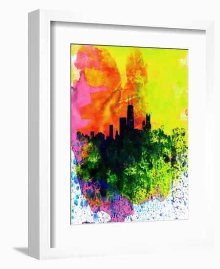 Chicago Watercolor Skyline-NaxArt-Framed Art Print