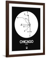 Chicago White Subway Map-NaxArt-Framed Art Print
