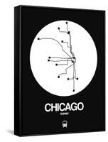 Chicago White Subway Map-NaxArt-Framed Stretched Canvas