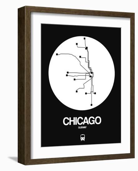 Chicago White Subway Map-NaxArt-Framed Art Print