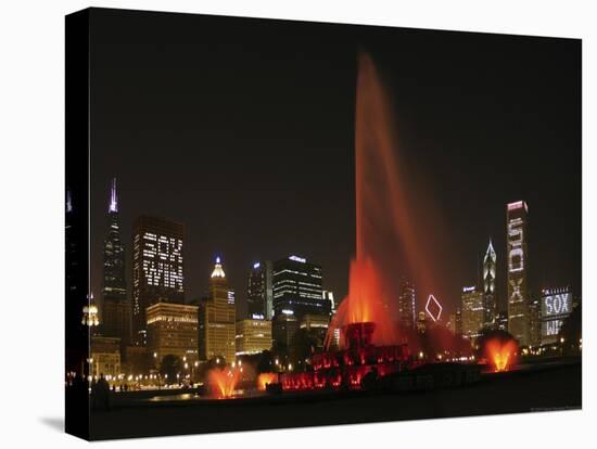 Chicago Whitesox Skyline With Buckingham Fountain-Patrick Warneka-Stretched Canvas