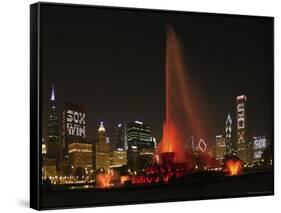 Chicago Whitesox Skyline With Buckingham Fountain-Patrick Warneka-Framed Stretched Canvas