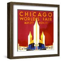 "Chicago World's Fair" Vintage Travel Poster, 1933-Piddix-Framed Art Print