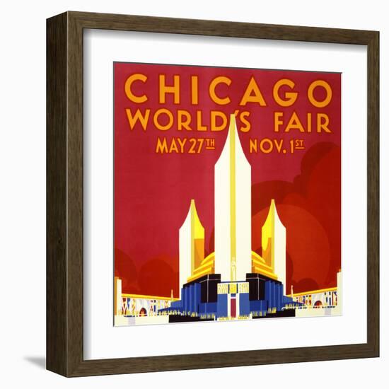 "Chicago World's Fair" Vintage Travel Poster, 1933-Piddix-Framed Art Print