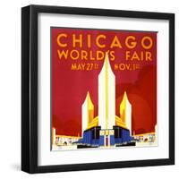 "Chicago World's Fair" Vintage Travel Poster, 1933-Piddix-Framed Art Print