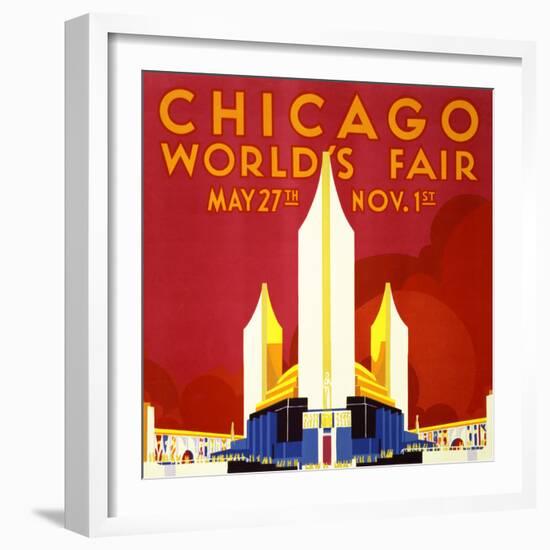 "Chicago World's Fair" Vintage Travel Poster, 1933-Piddix-Framed Art Print