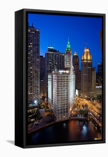 Chicagos Wrigley Building At Night-Steve Gadomski-Framed Stretched Canvas