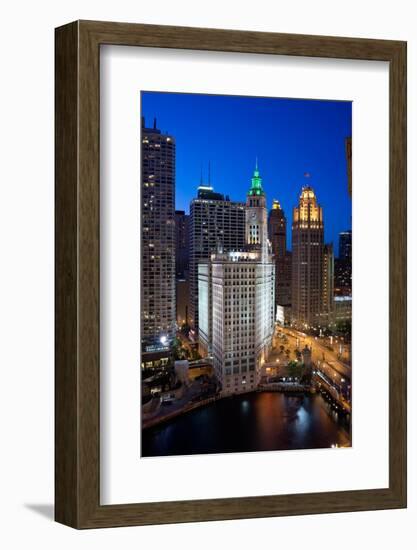 Chicagos Wrigley Building At Night-Steve Gadomski-Framed Photographic Print