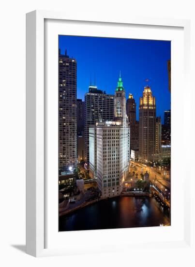 Chicagos Wrigley Building At Night-Steve Gadomski-Framed Photographic Print