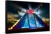 Chichen Itza Mayan Pyramid Night View-Subbotina Anna-Framed Stretched Canvas