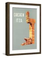 Chichen Itza, Mexican Travel Poster-null-Framed Premium Giclee Print