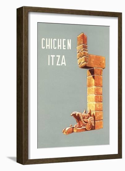 Chichen Itza, Mexican Travel Poster-null-Framed Premium Giclee Print