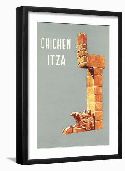 Chichen Itza, Mexican Travel Poster-null-Framed Premium Giclee Print