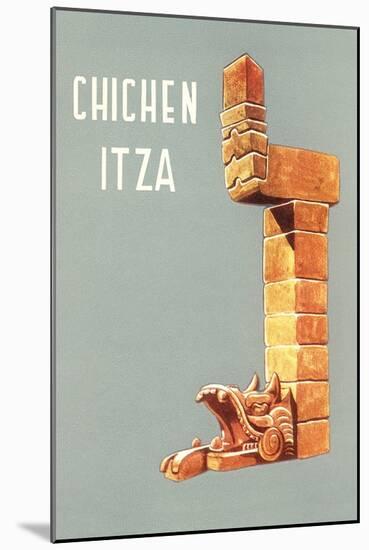 Chichen Itza, Mexican Travel Poster-null-Mounted Premium Giclee Print